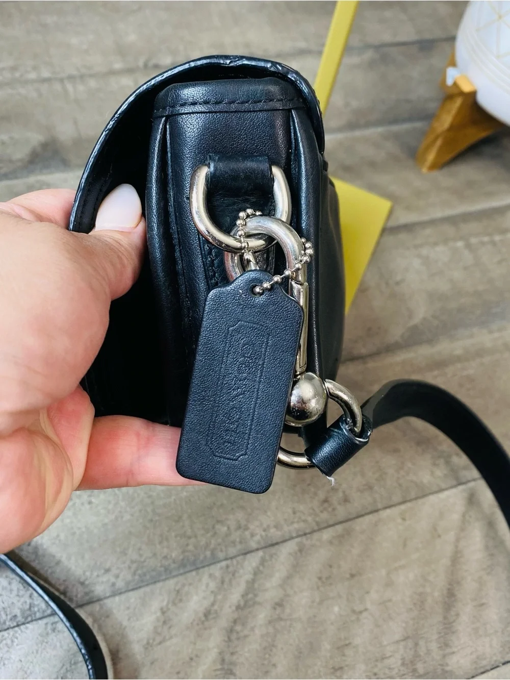 Coach Legacy Leather Penny Crossbody Bag Black Silver Turnlock Flap Purse 19914